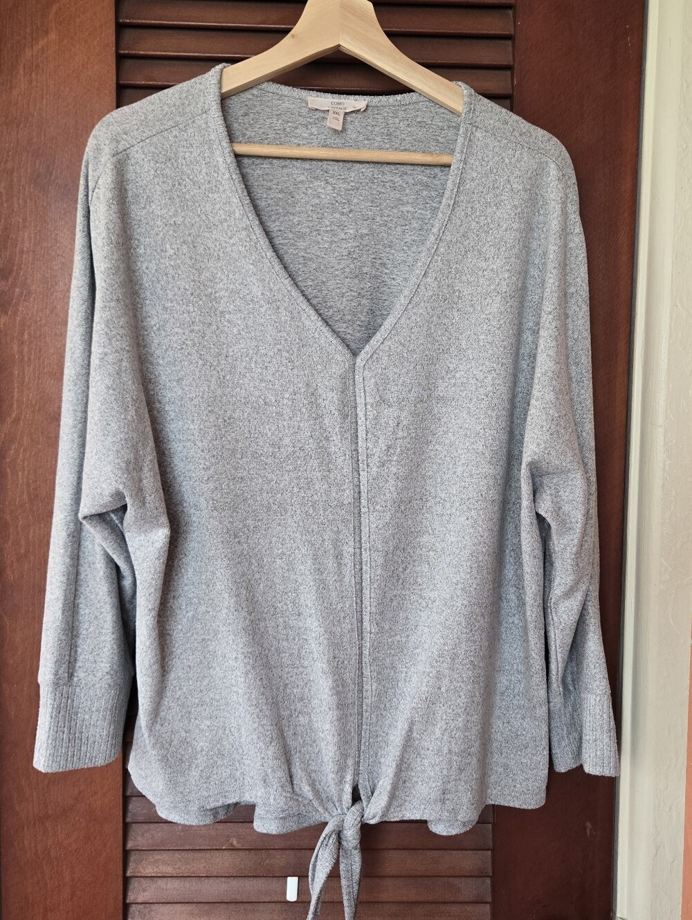 Como Vintage Soft Gray Sweater With Knot, Loungwear Style, XXL
